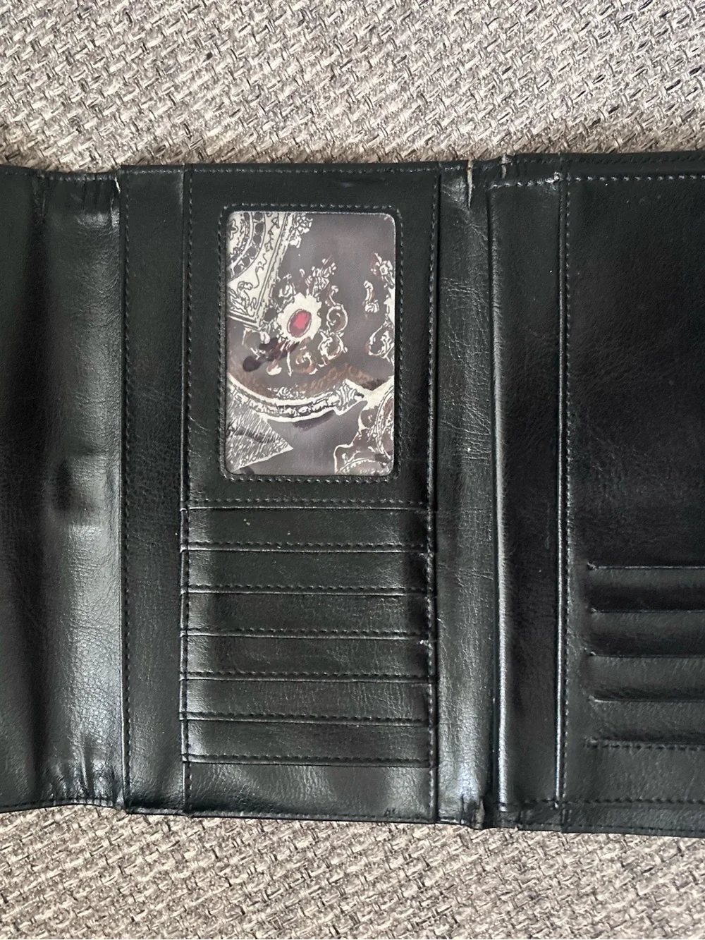 Vintage Black  and Brown Western Heart Accent Long Wallet